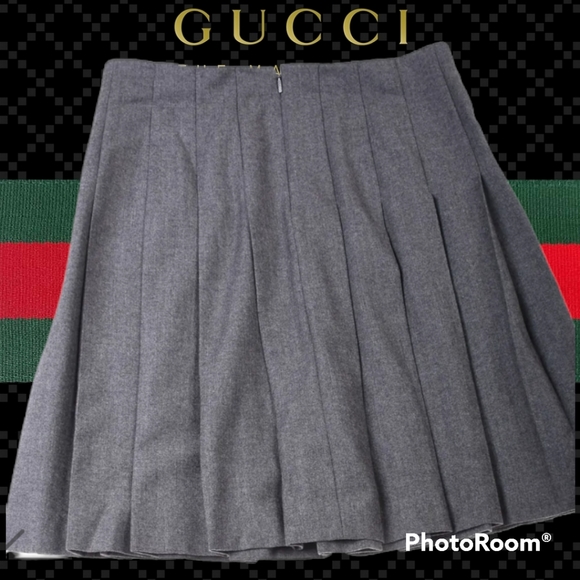 Gucci pleated skirt 48 high mid wool cashmere high waist - Picture 2 of 12